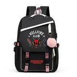 Stranger Things Hellfire Club Backpack USB Charging Backpack Student