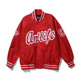 Blue Varsity Jacket Autumn Hip Hop Large Embroidered Hiphop Hip Hop Baseball Uniform Couple Coat