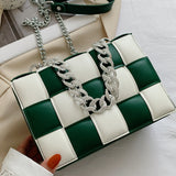 Sling Bags Woven Small Square Bag Summer Portable Women's Bag Chain Shoulder Bag