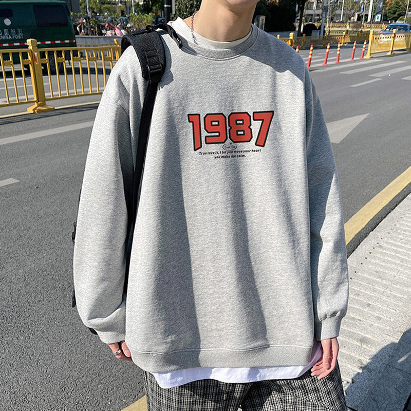 Men Sweatshirts Sweater Men's Autumn Loose Crew Neck Coat