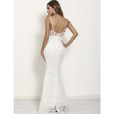 Women Lace Wedding Dress Sexy V-neck Lace Camisole Gown Long Dress
