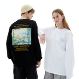Preppy Aesthetic Sweatshirt Vintage Floral Print Long Sleeves T-shirt Men Loose-Fitting Casual Pullover
