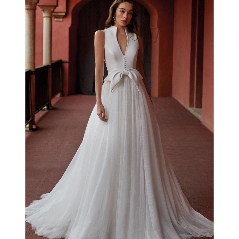 See through Wedding Dress Elegant Large Swing Dress Women's Solid Color Autumn Winter Sexy Wedding Evening Dress