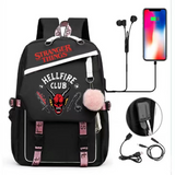 Stranger Things Hellfire Club Backpack USB Charging Backpack Student