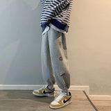 Men Pants Men's Loose Drawstring Casual Trousers Straight
