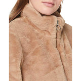 Women Winter Coats Jacket Long-Sleeved Stand Collar Fashion Artificial Fur Solid Color Loose Style