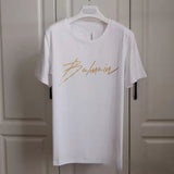 T Shirt Balmain T-shirt Couple Wear Men and Women Gilding Letters Printed Short Sleeved T-shirt