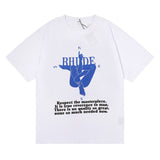 Rhude T Shirt Body Yoga Print Hip Hop Men and Women Same Loose Casual