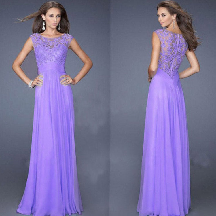 Formal Dresses & Gowns Homecoming Dresses Evening Dress Sexy Slim Light Blue Lace Matching Chiffon