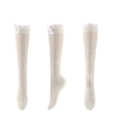 Winter Thick Knit Thigh High Socks Long Stockings Boot Lace Button Bunching Socks Hollow Knitted