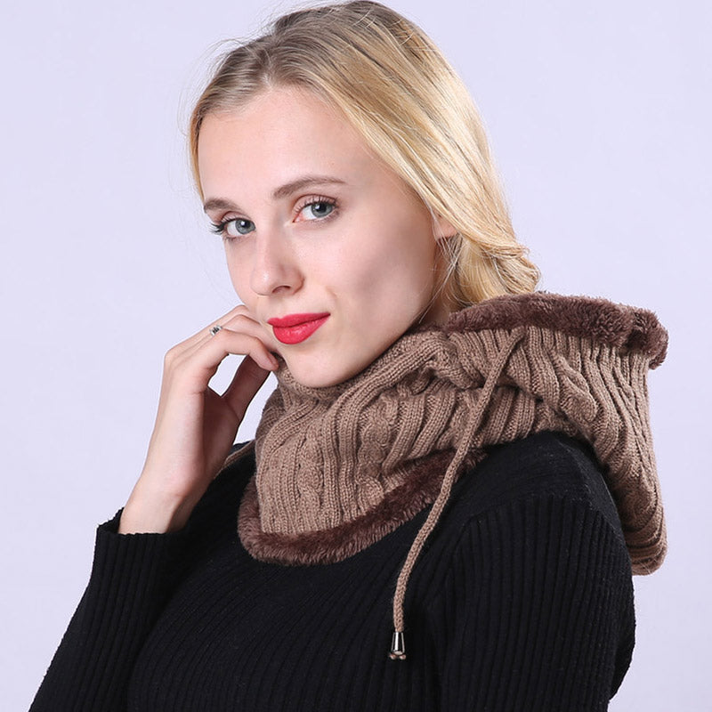Women Winter Hats Winter Burst Fleece-Lined Knitting Men and Women Sleeve Cap
