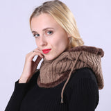 Women Winter Hats Winter Burst Fleece-Lined Knitting Men and Women Sleeve Cap