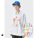 Preppy Aesthetic Sweatshirt Men's Clothing Autumn Printed Loose Sweatshirt Men's