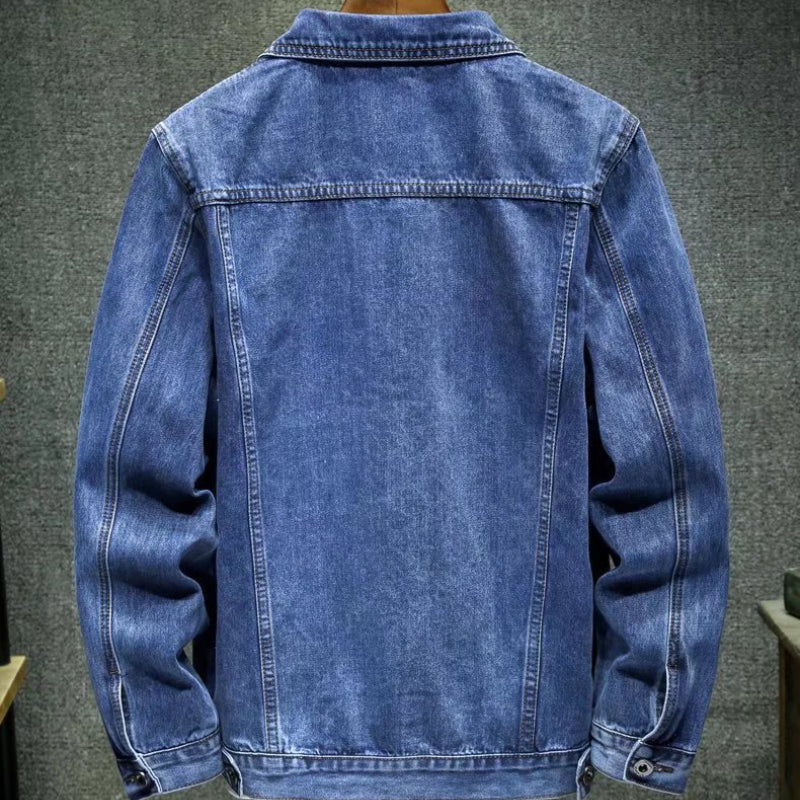 Paisley Denim Jacket Baggy Coat Men's Spring and Autumn Casual Blue plus Size Jacket