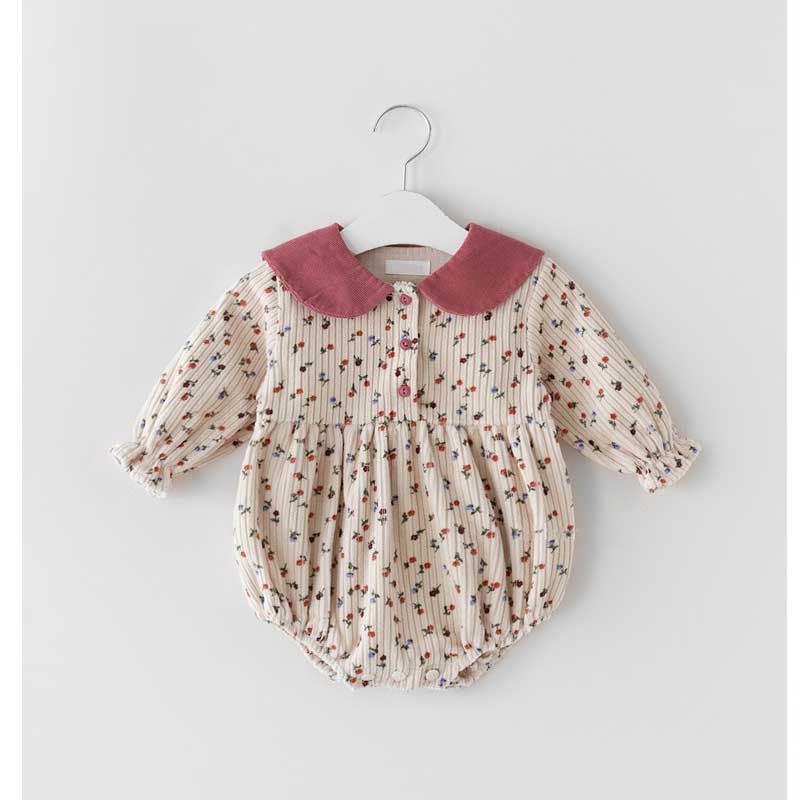 Spring Rompers Corduroy Floral Baby Cute Rompers Outwear
