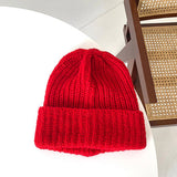 Women Winter Hats Red Earflaps Warm Autumn and Winter Soft Knitted Hat