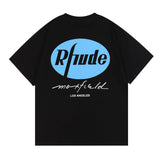 Rhude T Shirt Eagle Print Hip Hop Men's and Women's Same Loose Casual