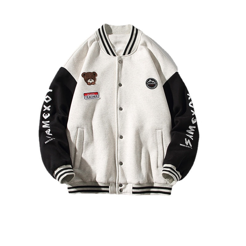 Cream Color Varsity Jacket Embroidered Baseball Uniform