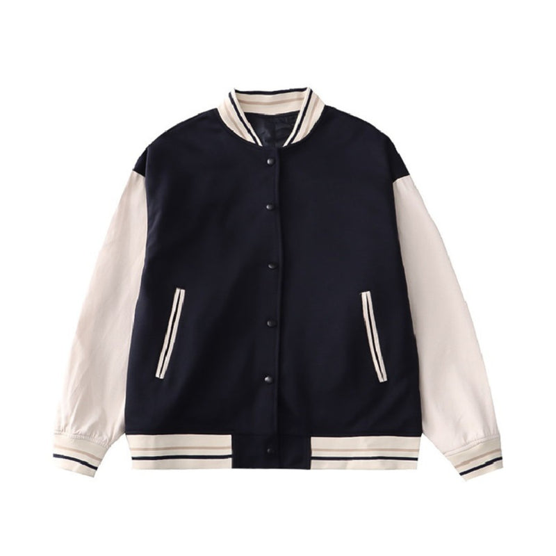 Baggy Jacket Casual Stand Collar Colorblock Baseball Uniform Jacket