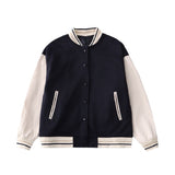 Baggy Jacket Casual Stand Collar Colorblock Baseball Uniform Jacket