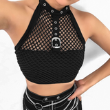 Women Rave Outfits Tops round Collar in Black Vest Women's Outer Wear Spring and Summer Women's Clothing Sexy