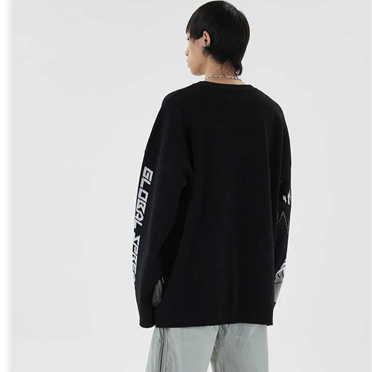 Oversized 90S T Shirt Two-Dimensional Sweater Men's Hip Hop National Loose Winter Sweater
