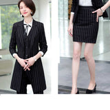 Women Autumn Uniform Designs Formal Style Office Lady Bussiness Attire Work Suit Autumn and Winter Trench Coat Suit Striped OL