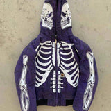 Skeleton Varsity Jacket Men's Spring and Autumn Hooded Sweater Cardigan