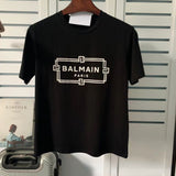 T Shirt Balmain Laser Reflective Letter Short Sleeve Parent-Child Suit Men's and Women's T-shirt Pure Cotton