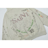 Saint Michael Hoodie Graffiti Ripped Distressed Retro Hooded Hoodie