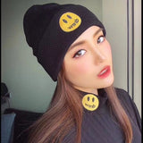 Drew House High Street Drew Biber Same Style Pigsty Embroidered Smiley Grimace Woolen Cap Knitted Hat Beanie Hat Ins Fire