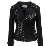 Leather Biker Coat Gothic Leather Jacket Women Pu Jackets Lapel Zipper Leather Clothing Handsome Punk Rivet Motorcycle Clothing