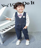 Children Boy Co Ord Striped Vest Shirt Pants Small Horse 3 Piece Set