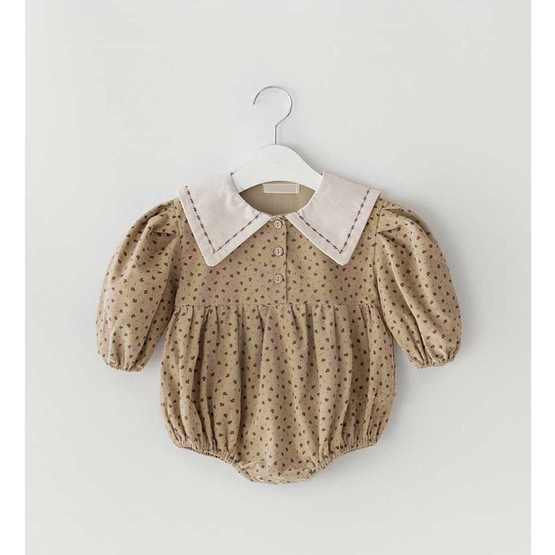 Spring Rompers Baby Jumpsuit Printing Lapel Long-Sleeve Jumpsuit Outwear