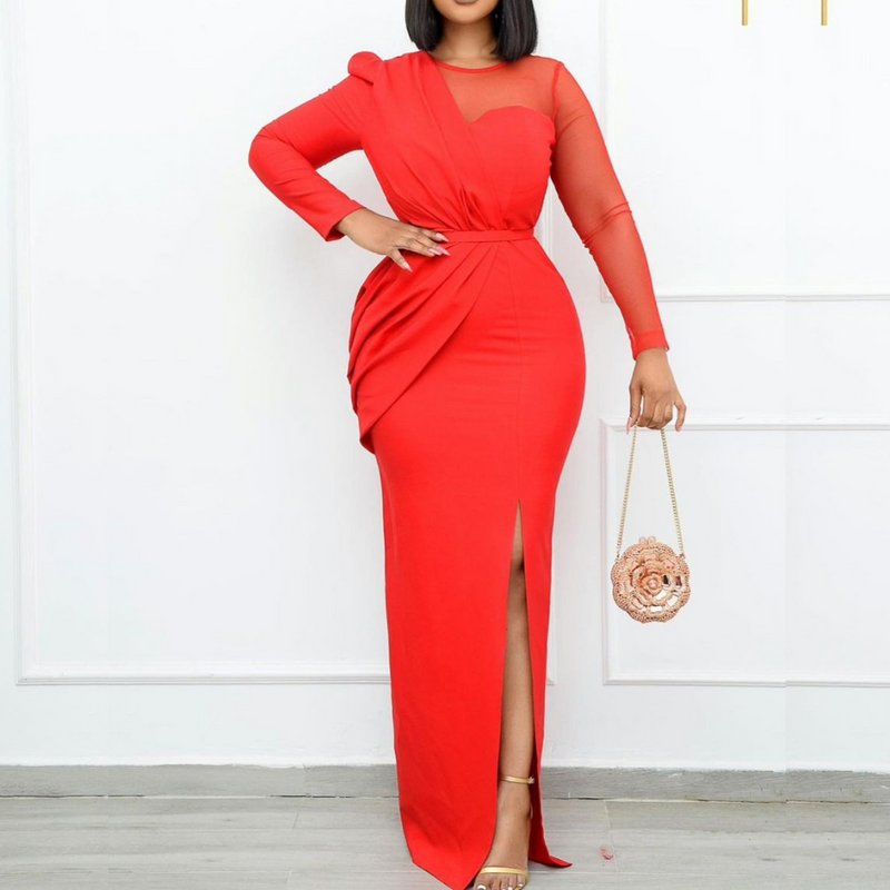 Nina Parker plus Size Dresses plus Size Mesh Stitching Formal Dress Dress