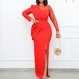 Nina Parker plus Size Dresses plus Size Mesh Stitching Formal Dress Dress