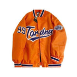 Orange Varsity Jacket Vintage Embroidered Baseball Uniform Street Jacket Winter Coat for Men and Women