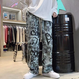 Men Pants Men's Loose Straight Floral Print Casual Jumpsuit