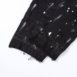 Purple Brand Jeans Black Paint Distressed Straight Jeans