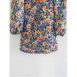 Milkmaid Dress Summer Square Collar Lace Up Lantern Sleeve Floral Dress