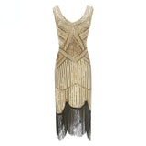 1920s Dress Vintage Sequined Tassel Dress Beaded Tassel Dress