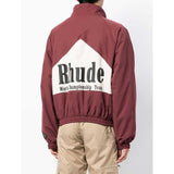 Rhude Hoodie Retro Patchwork Zip Men's and Women's Same Style Jacket Coat