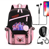 Stranger Things Hellfire Club Backpack USB Charging Backpack Student