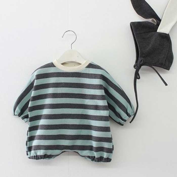 Autumn Rompers Cute Baby Loose Bodysuit Striped Bunny Romper