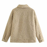 Women Fall Outfits Autumn and Winter Lamb Wool Coat Lapel Single Breasted Mid-Length Top