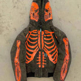 Skeleton Varsity Jacket Men's Spring and Autumn Hooded Sweater Cardigan