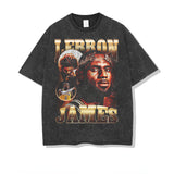 LeBron James Shirt LeBron James Printed Short-Sleeved T-shirt Vintage Sports Heavy Weight