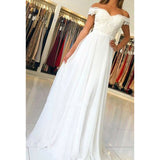 Bridesmaid Dress Amoi Fashion off-Shoulder Lace Chiffon One-Piece Dress Wedding Dress