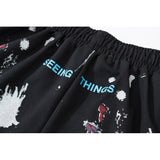 Spring and Summer off Starry Sky Fireworks Print CasualMen's and Women's Beach Pants shorts