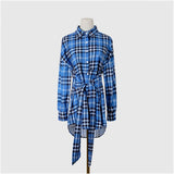 Nina Parker Graffiti Dress Plaid Tied Shirt Dress